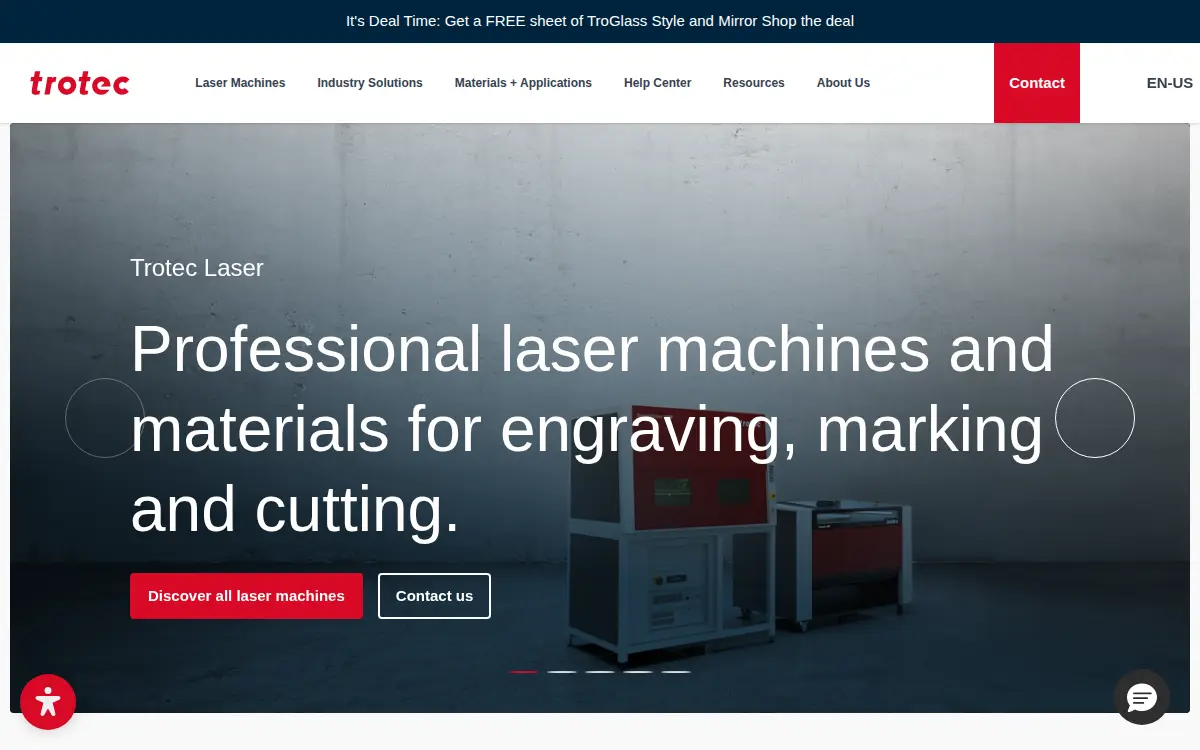 Homepage of Trotec Laser INC