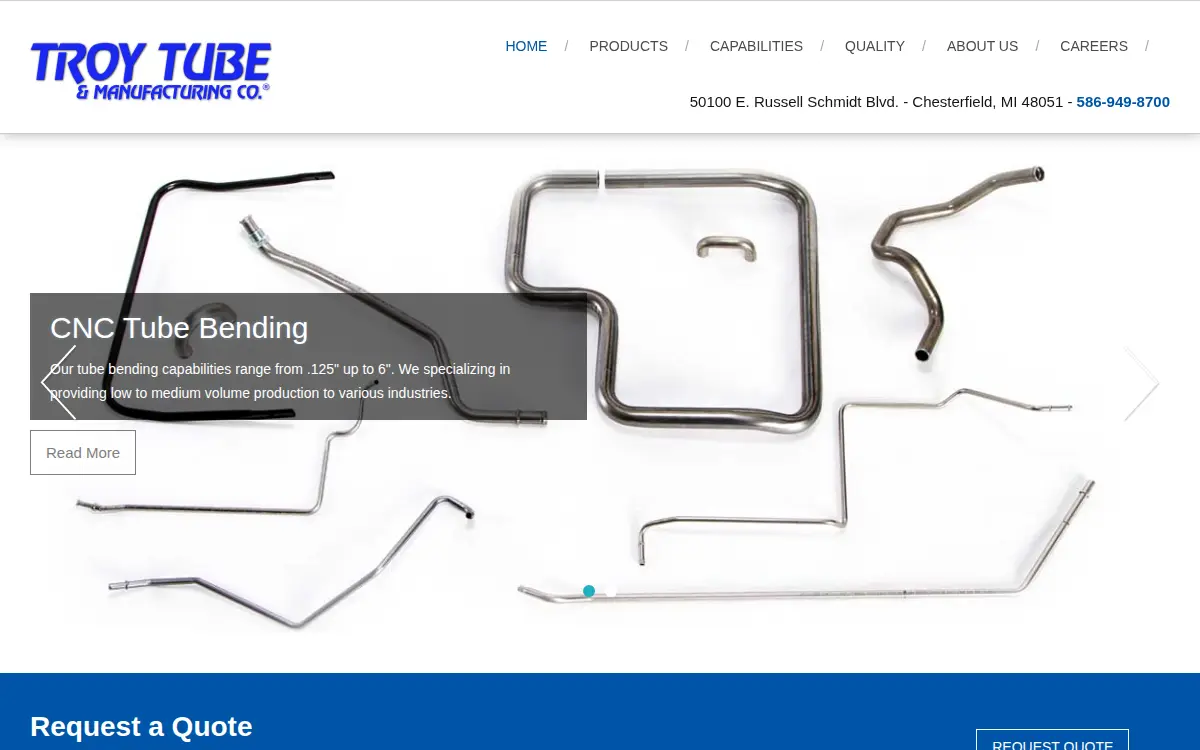 Homepage of Troy Tube & Manufacturing CO