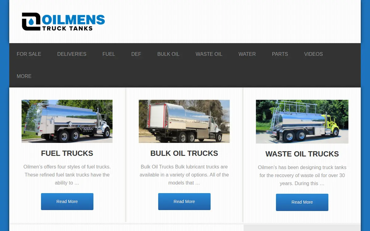 Homepage of Oilmens Truck Tanks INC