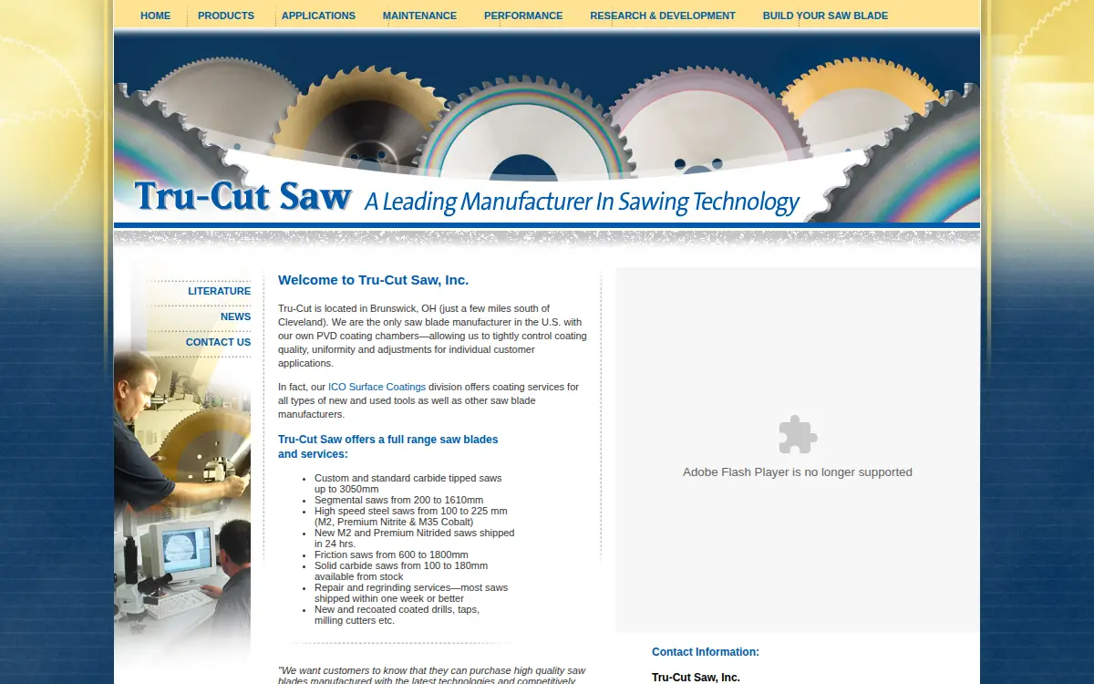 Homepage of Tru-cut Saw, INC