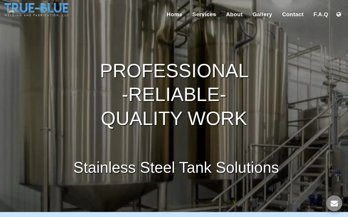 Homepage of True-blue Welding and Fabrication, LLC