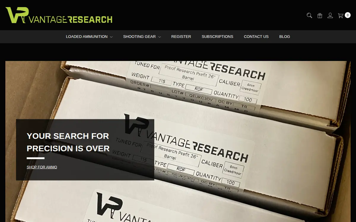Homepage of Vantage Research & Development LLC