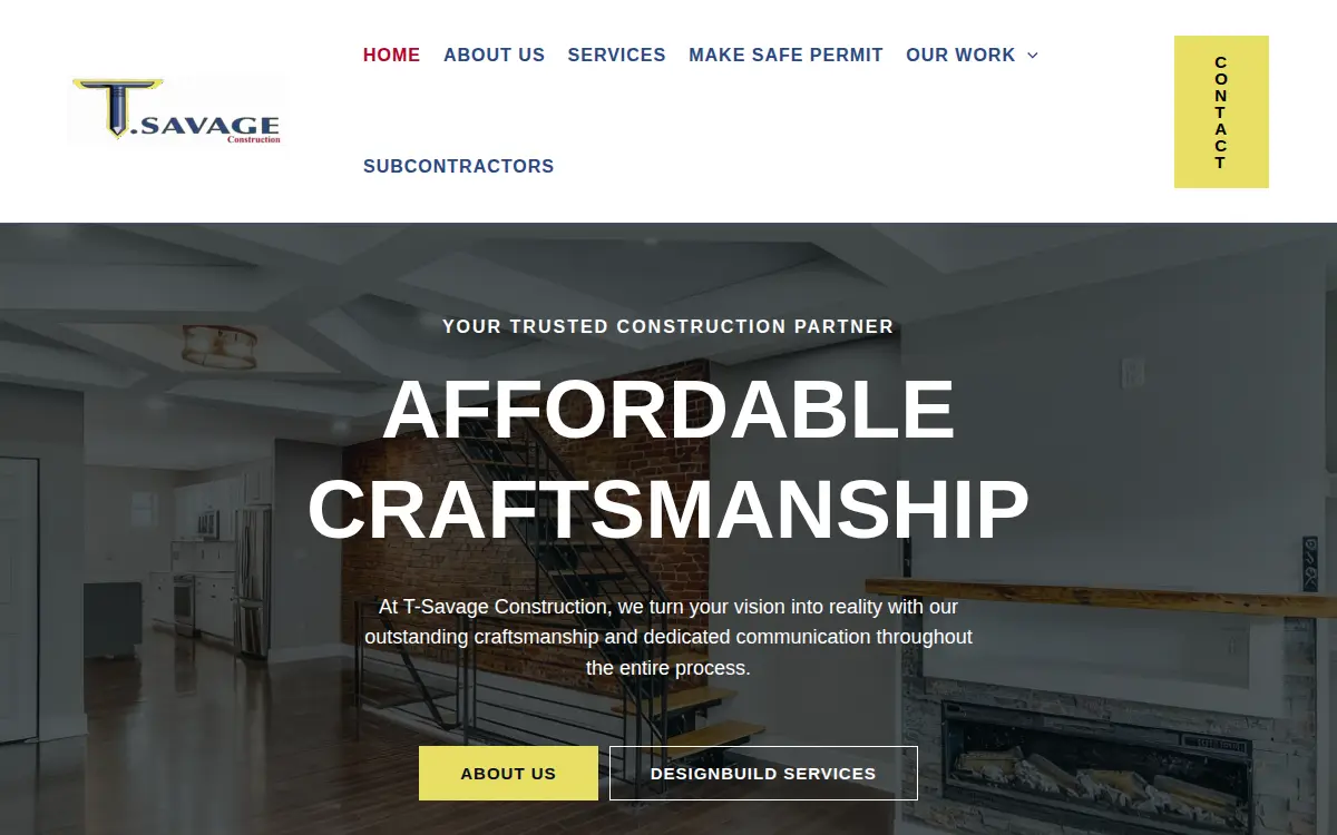 Homepage of T Savage Construction LLC
