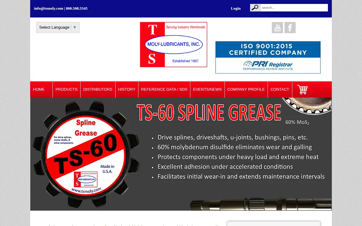 Homepage of T. S. Moly-lubricants, INC