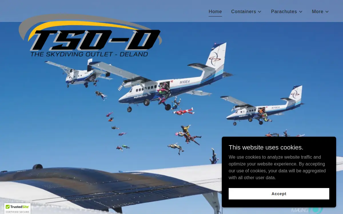 Homepage of Sky Dive Outlet Deland, INC.