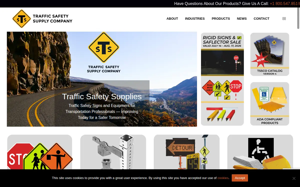 Homepage of Traffic Safety Supply Company