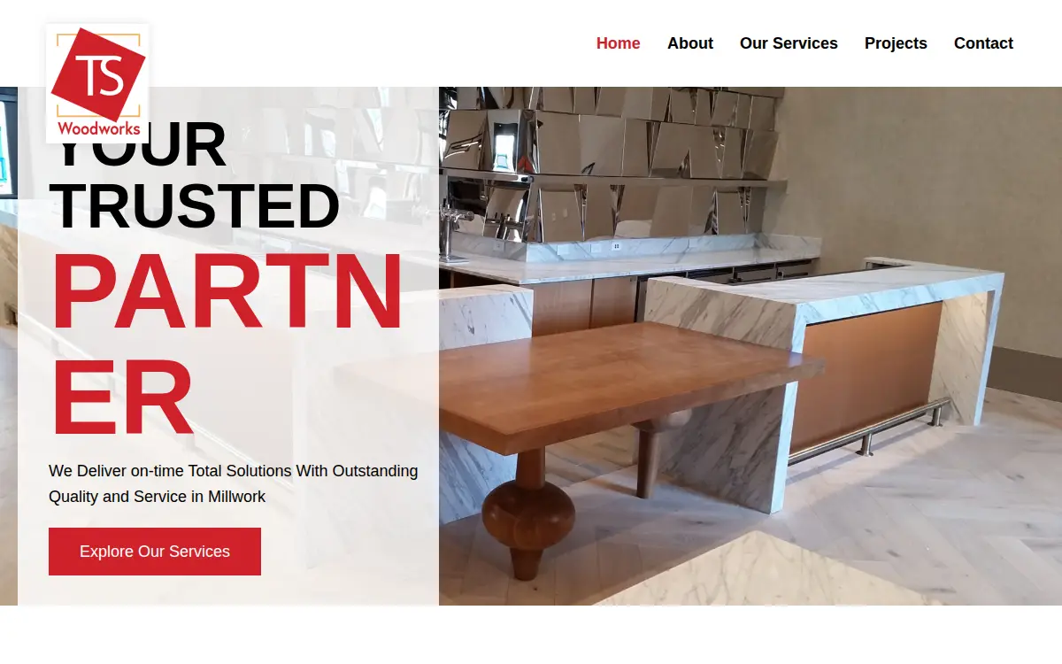 Homepage of Ts Woodworks and Rad Design, INC
