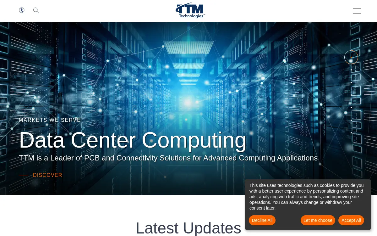 Homepage of Ttm Technologies, INC.