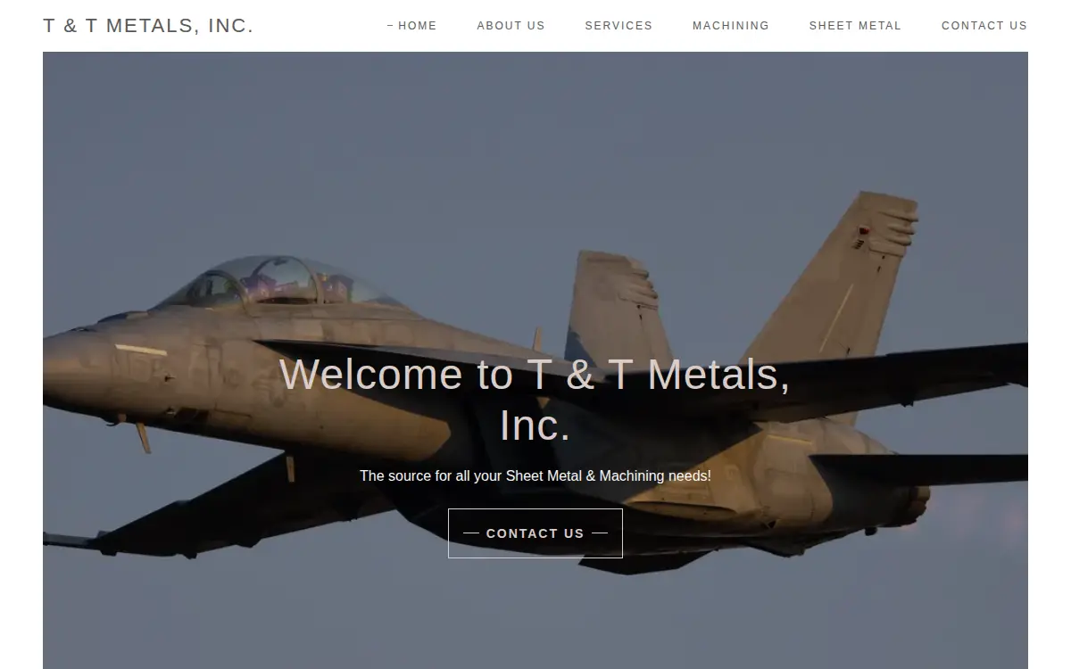 Homepage of T & T Metals, INC