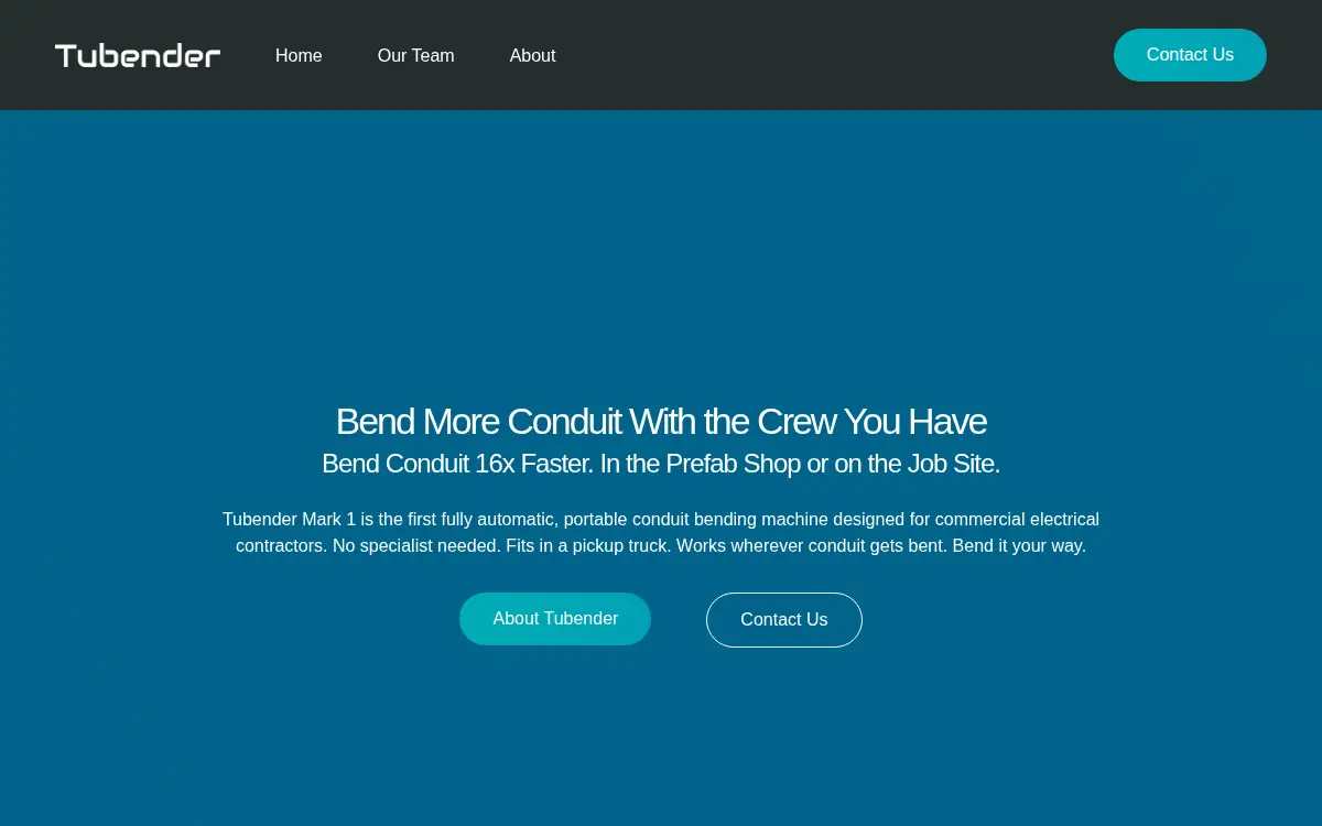 Homepage of Tubender INC.