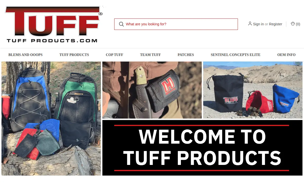 Homepage of Tuff Products Brand, LLC