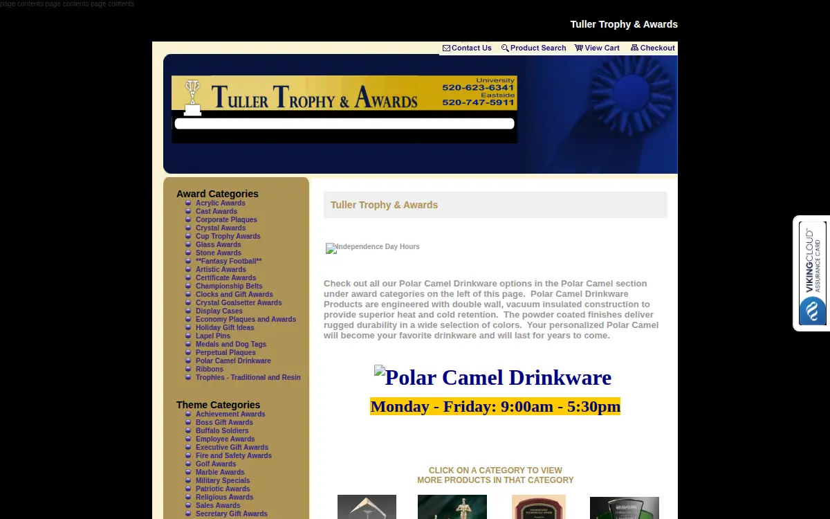Homepage of Tuller Trophy Factory, INC.