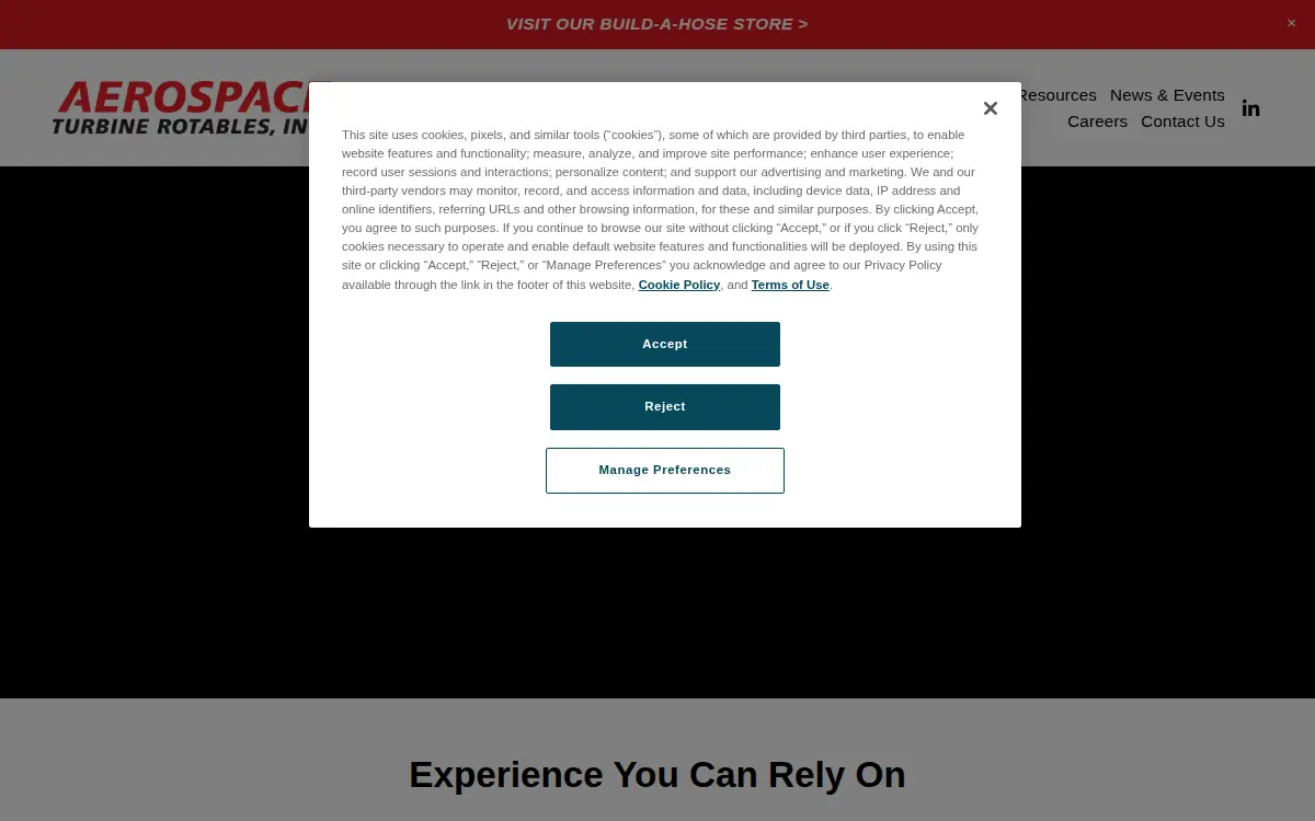 Homepage of Aerospace Turbine Rotables INC