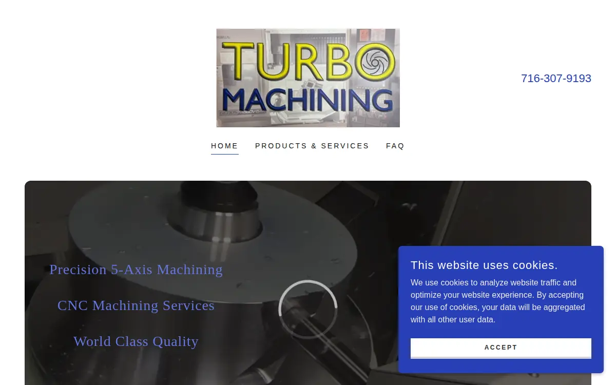 Homepage of Turbo Machining LLC