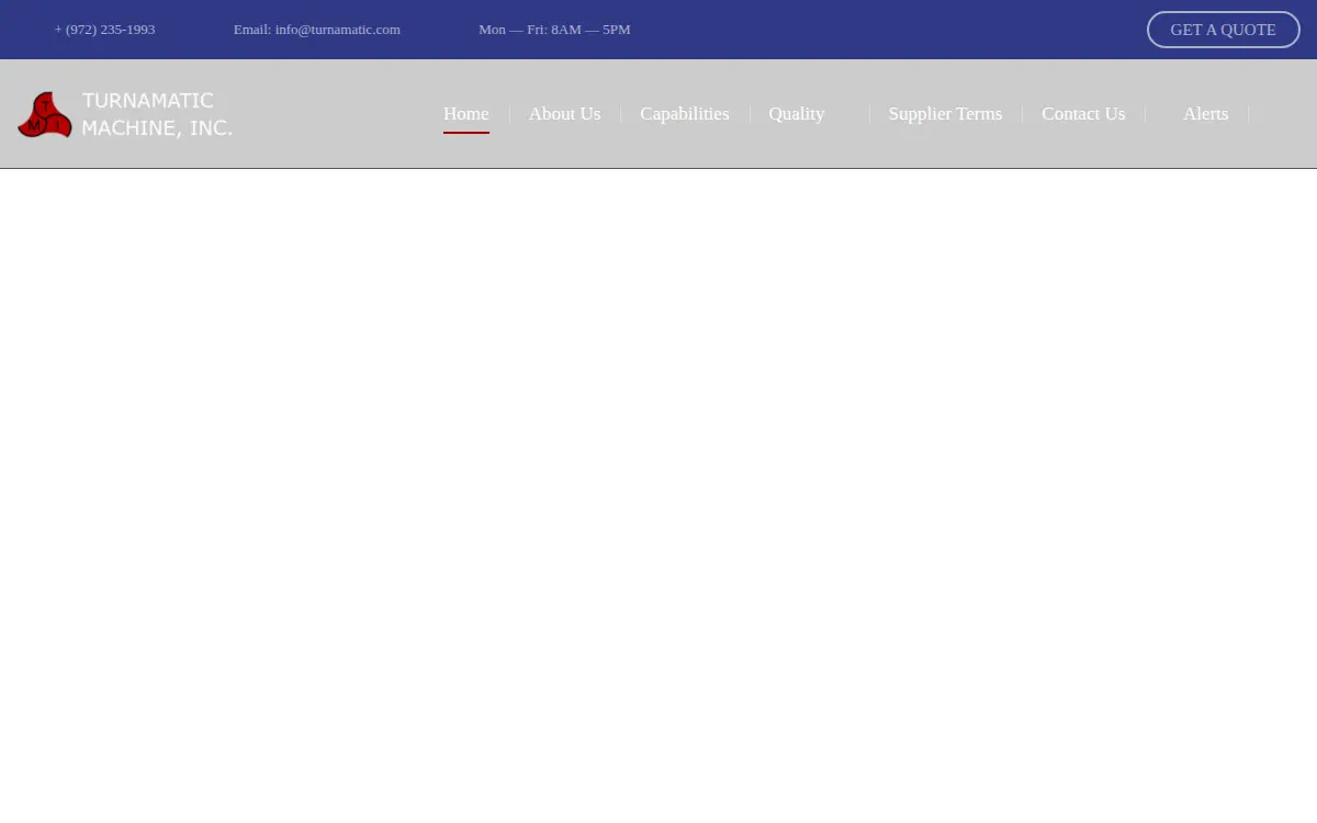 Homepage of Turnamatic Machine INC