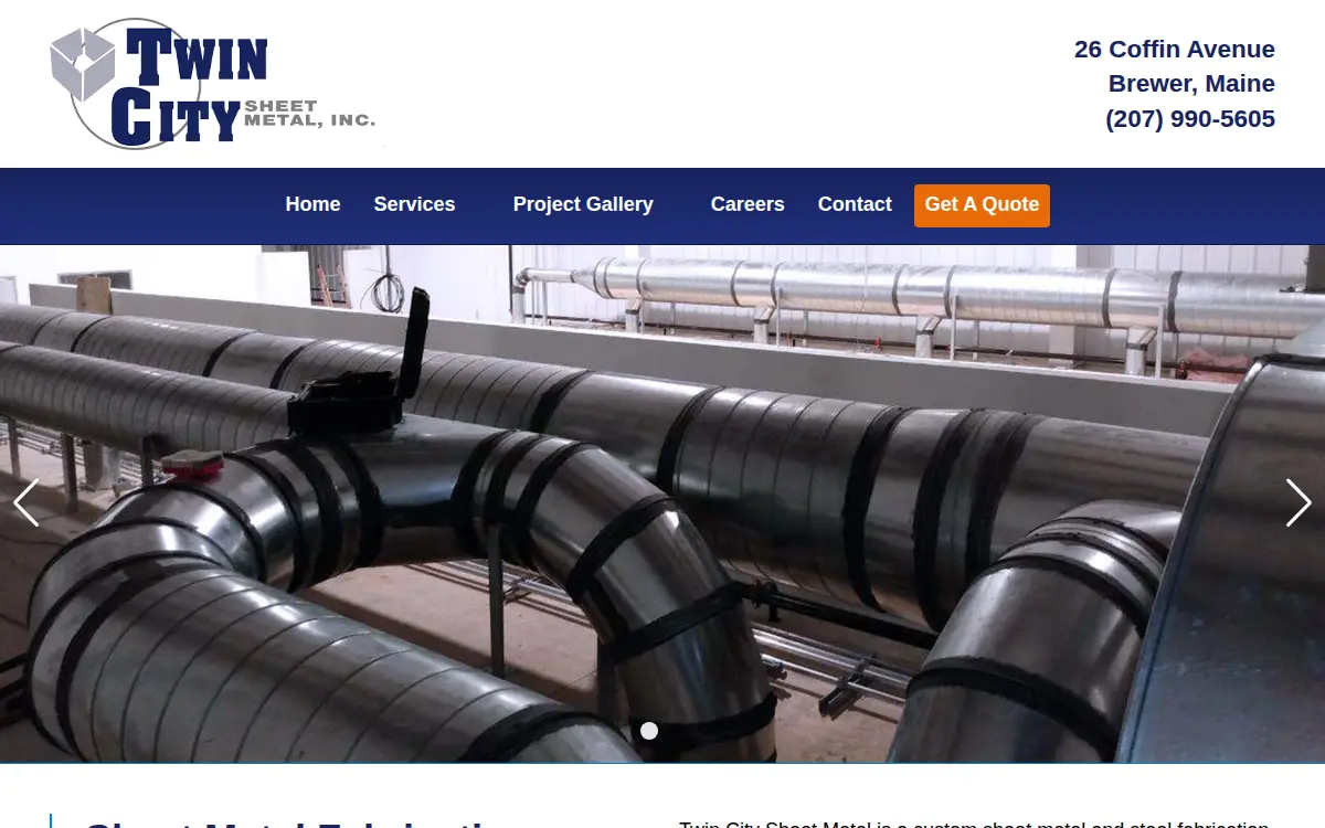 Homepage of Twin City Sheet Metal, INC.