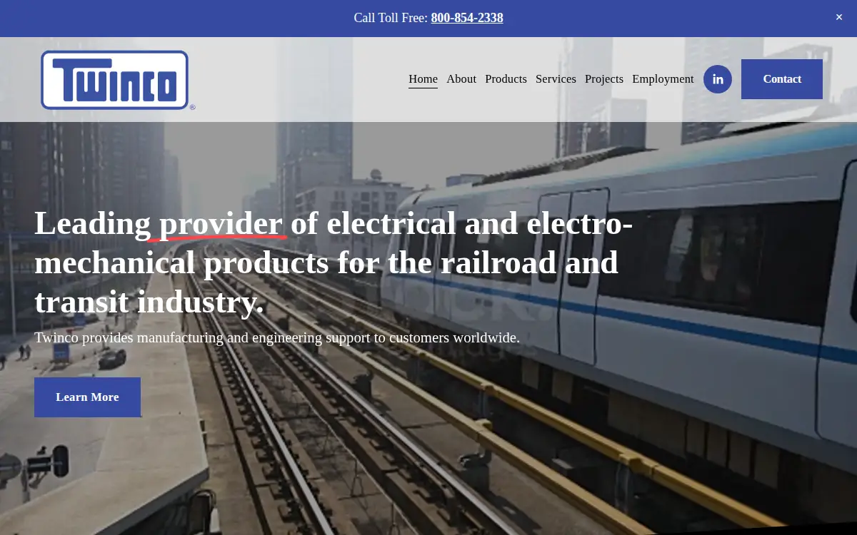 Homepage of Twinco Mfg. CO. INC