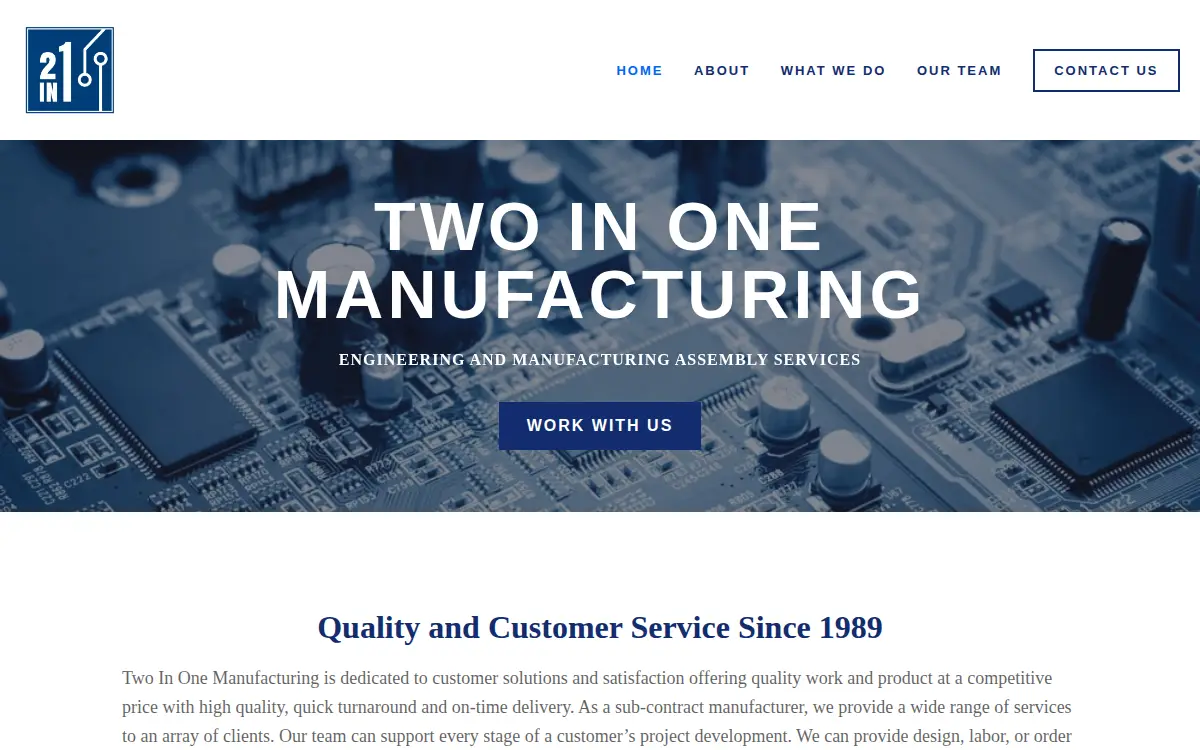 Homepage of Two-in-one Manufacturing INC