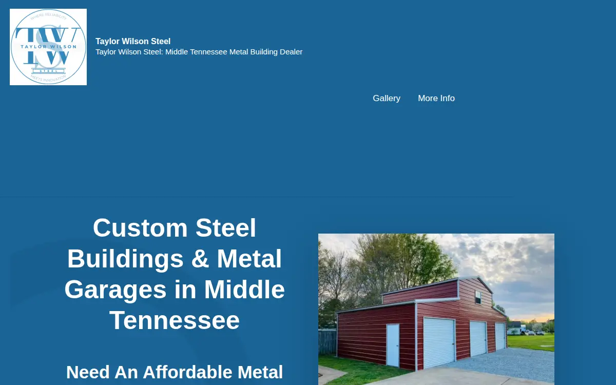 Homepage of Taylor Wilson Steel, LLC