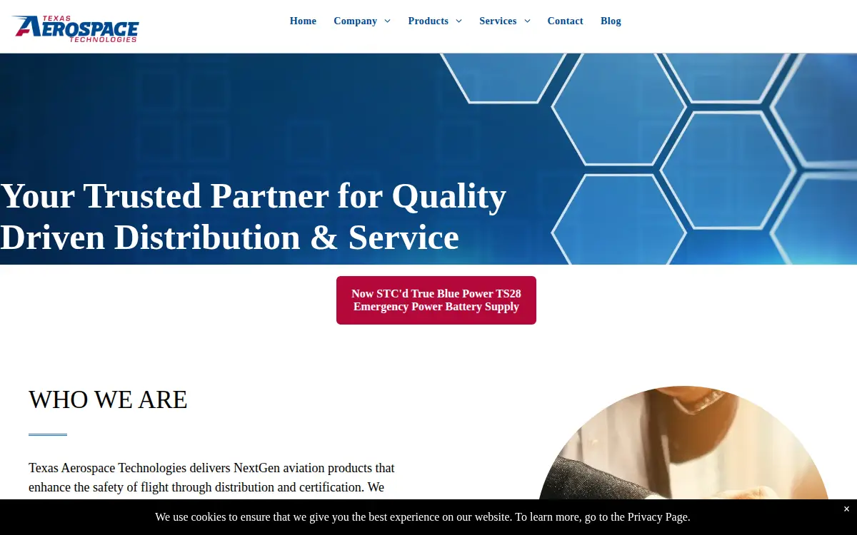 Homepage of Texas Aerospace Technologies, LLC