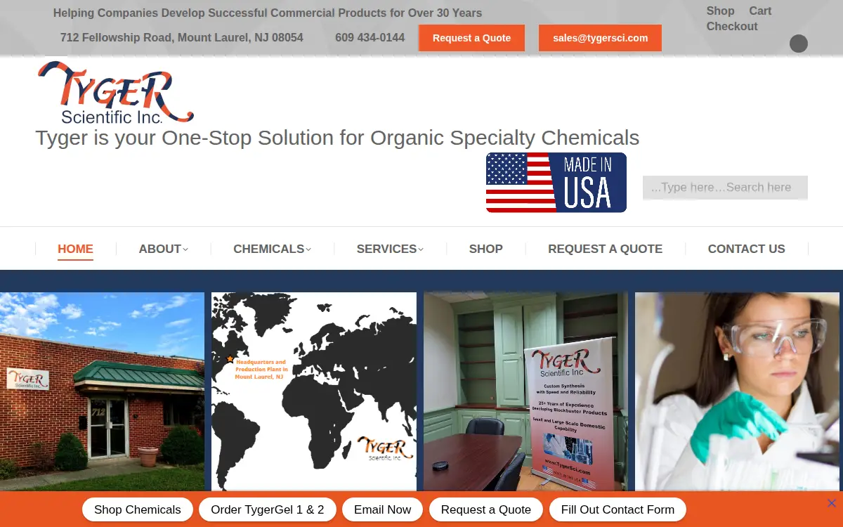 Homepage of Tyger Scientific INC