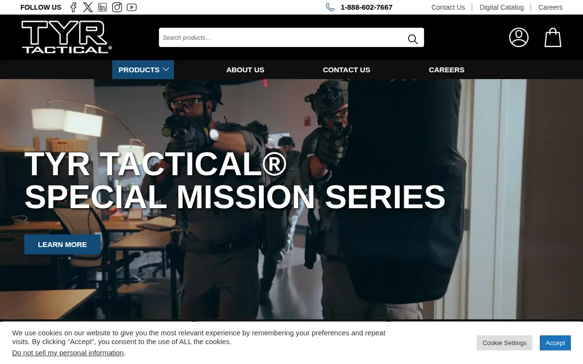 Homepage of Tyr Tactical LLC