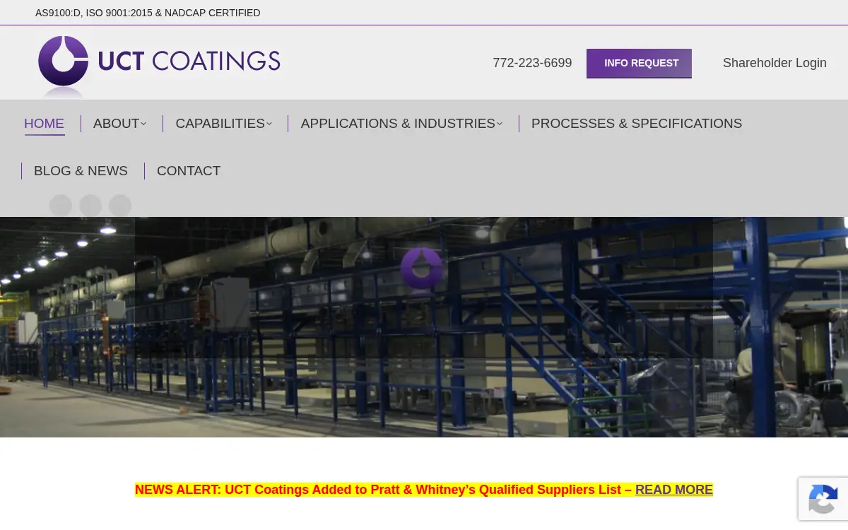 Homepage of Uct Coatings INC