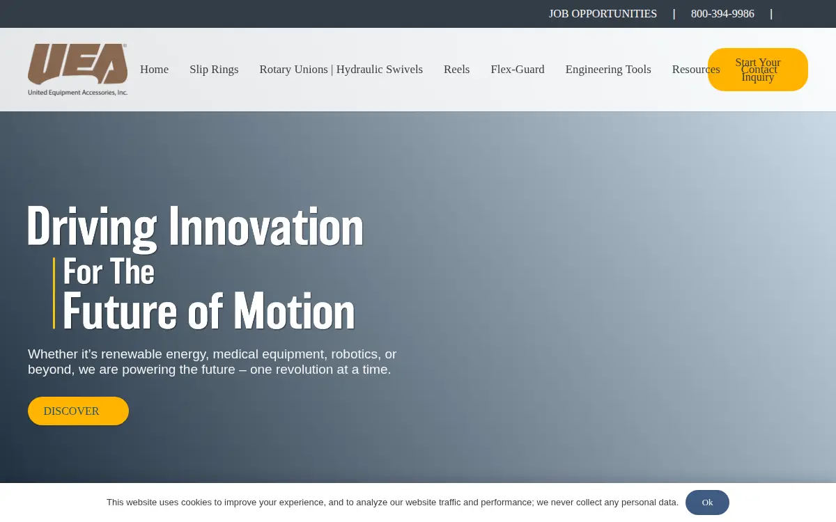 Homepage of United Equipment Accessories, INC.
