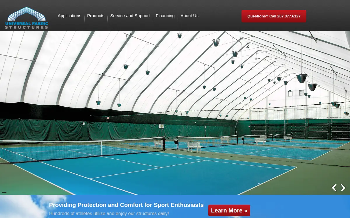 Homepage of Universal Fabric Structures, INC.