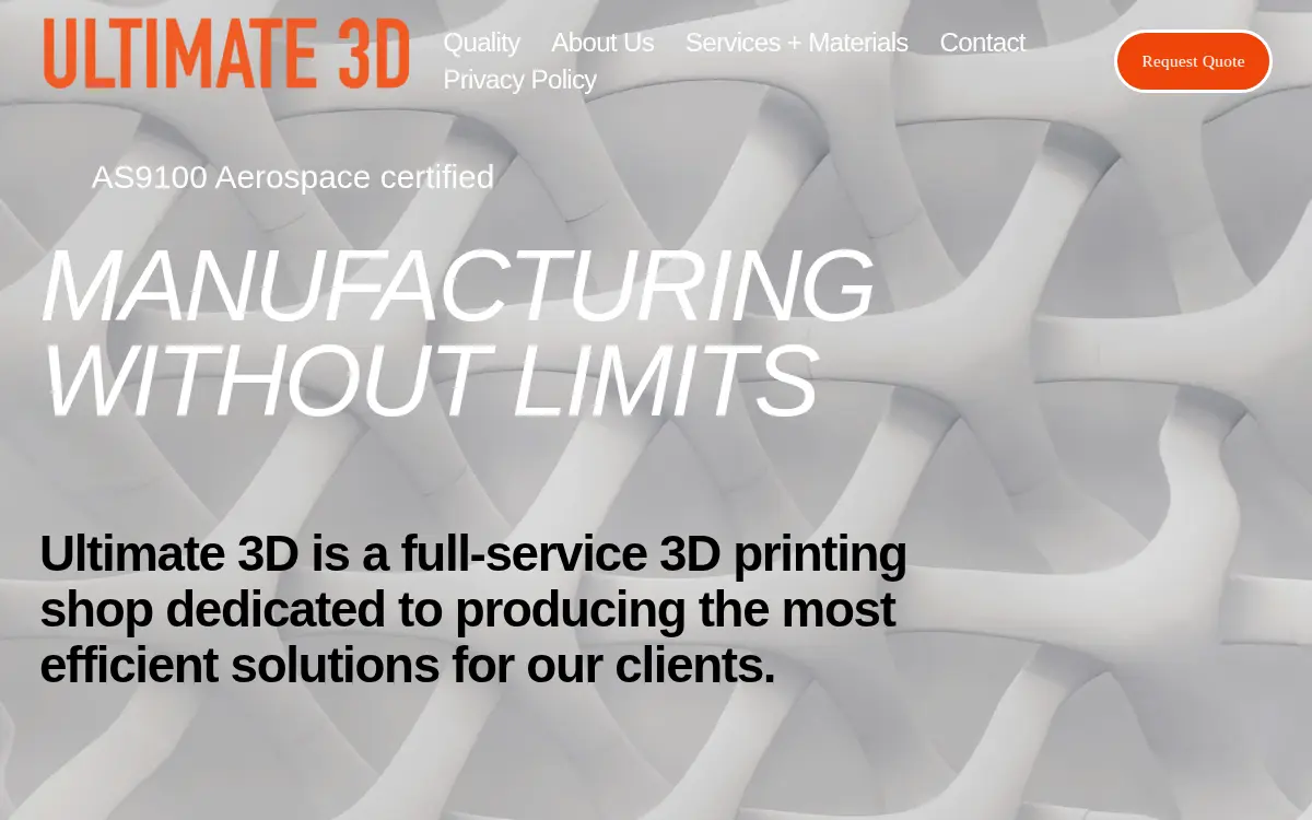Homepage of Ultimate 3d LLC
