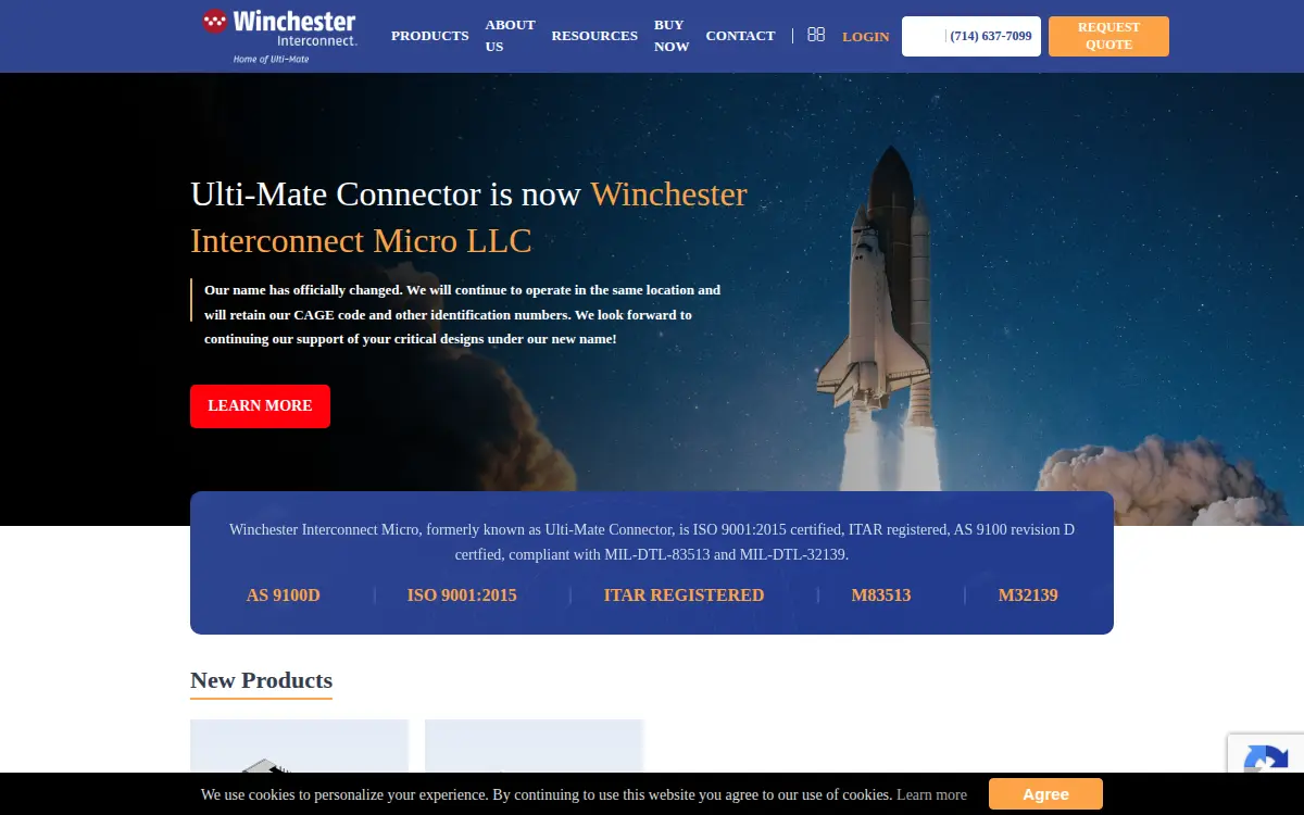 Homepage of Winchester Interconnect Micro LLC