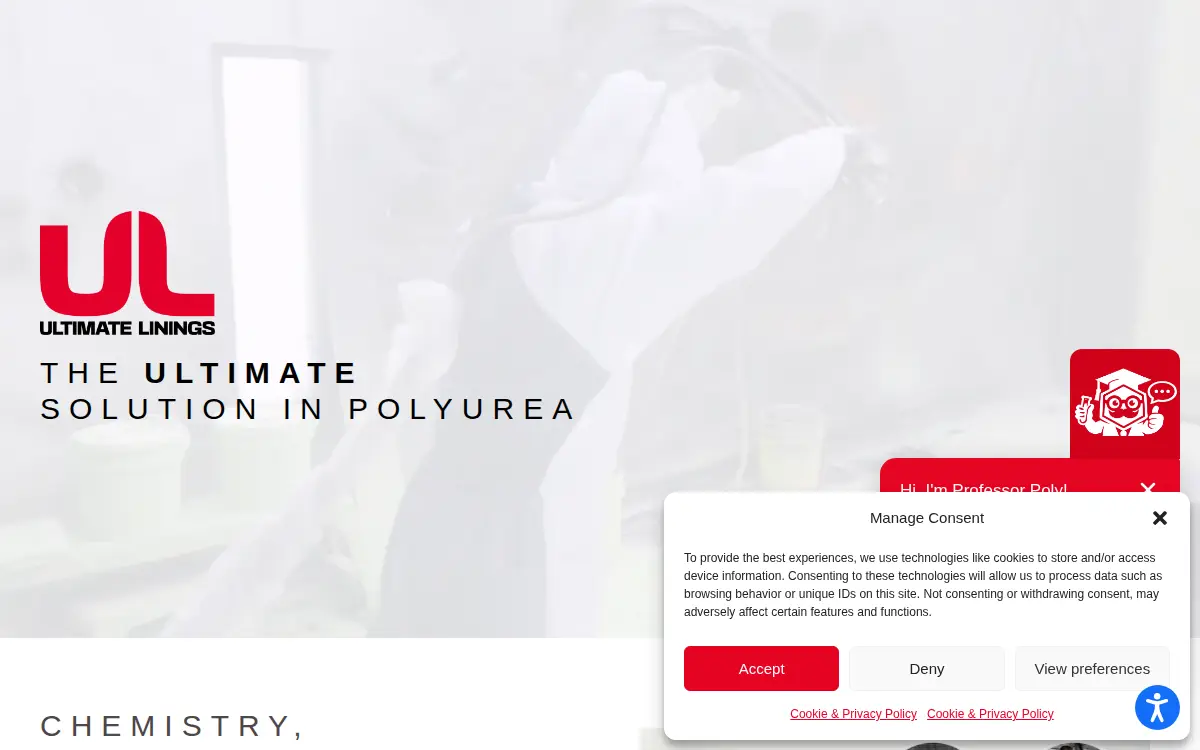 Homepage of Ultimate Linings LLC