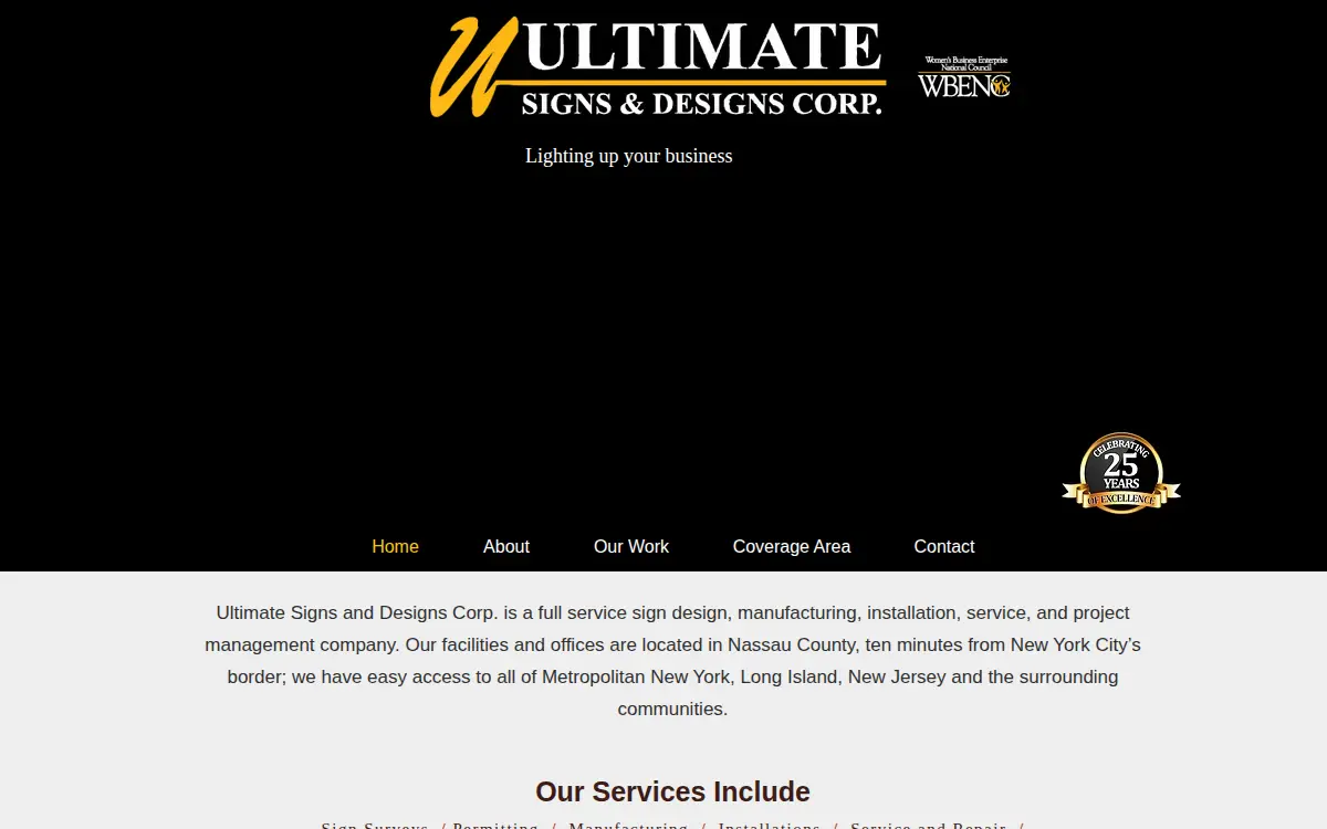 Homepage of Ultimate Signs & Designs CORP