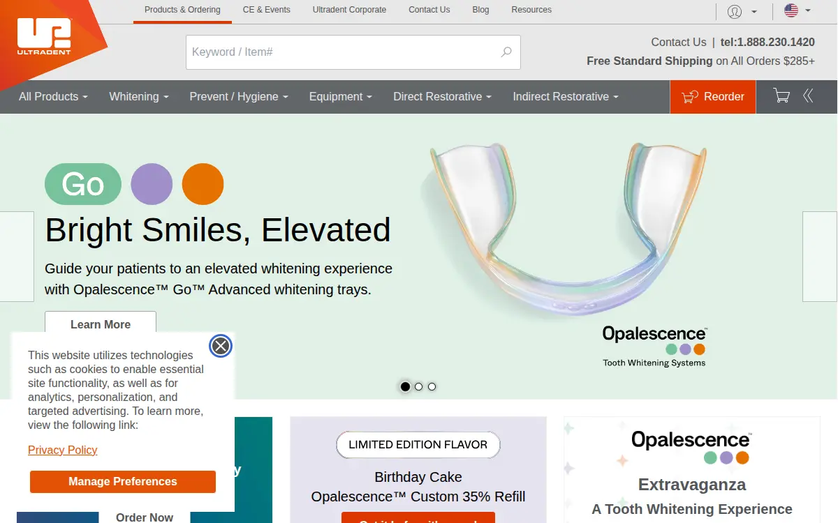 Homepage of Ultradent Products INC
