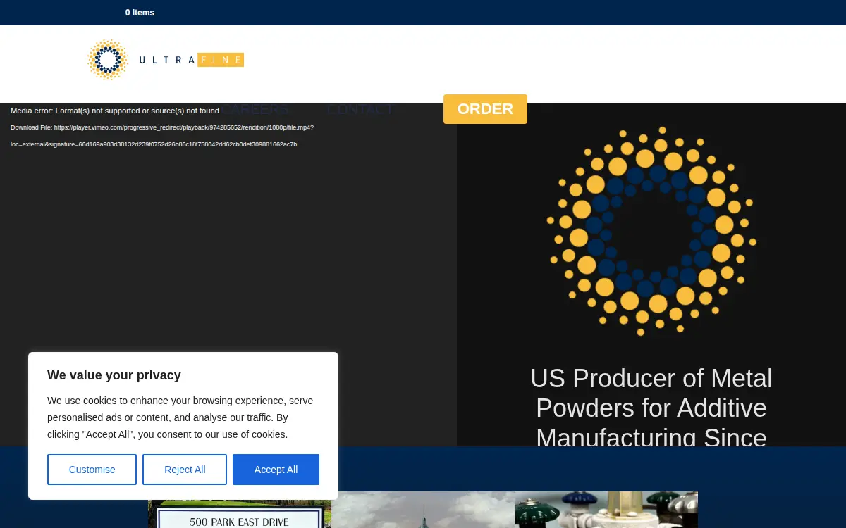 Homepage of Ultra Fine Specialty Products, LLC