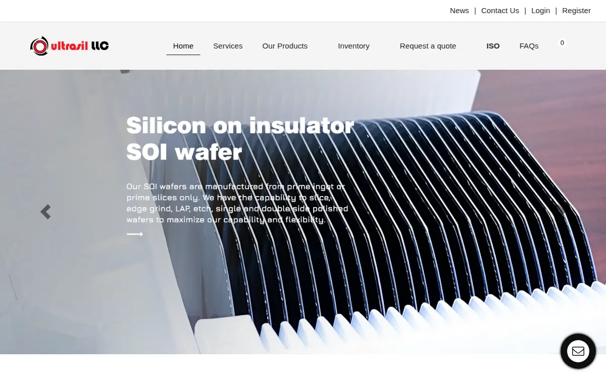 Homepage of Ultrasil, LLC