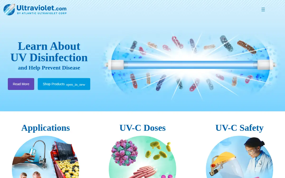 Homepage of Atlantic Ultraviolet Corporation