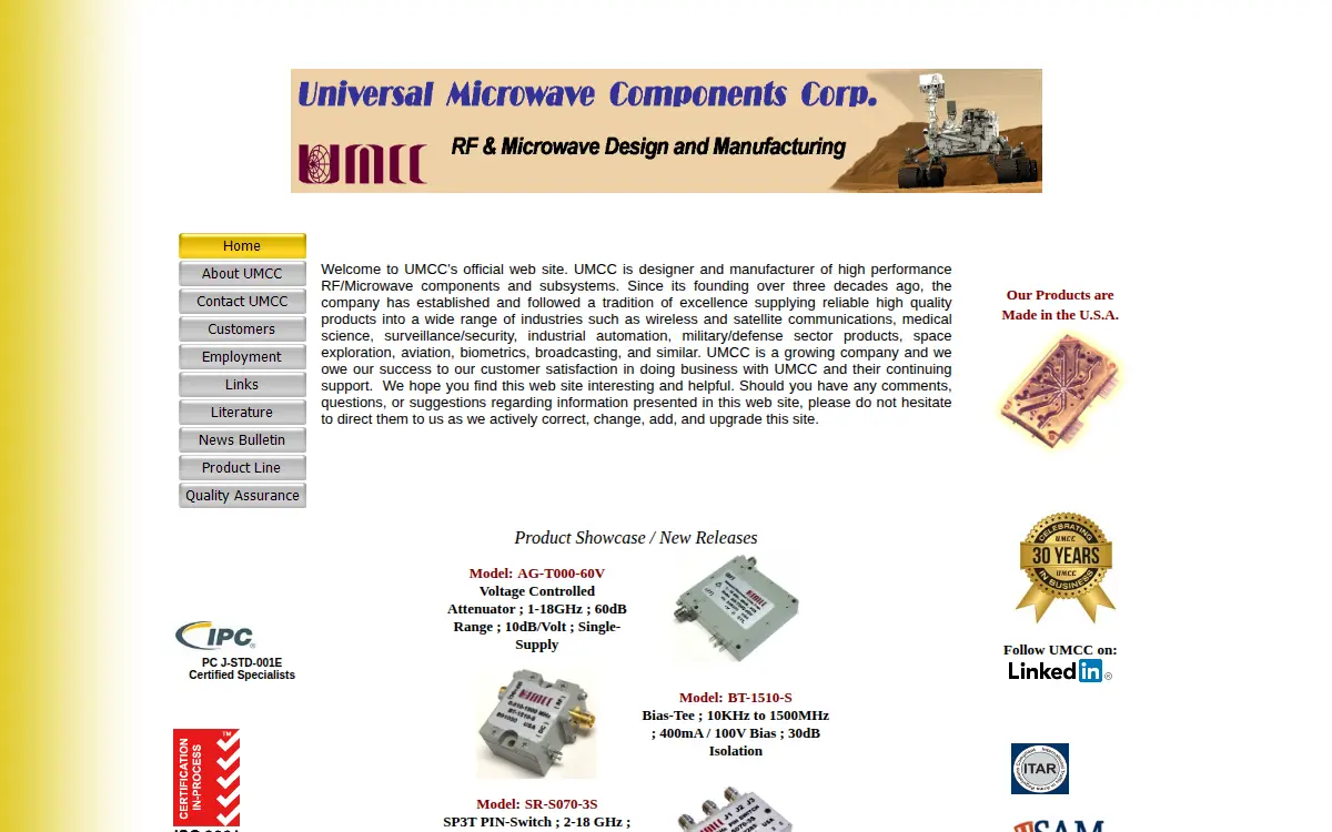 Homepage of Universal Microwave Components CORP
