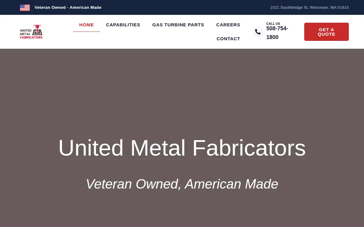 Homepage of United Metal Fabricators, INC.