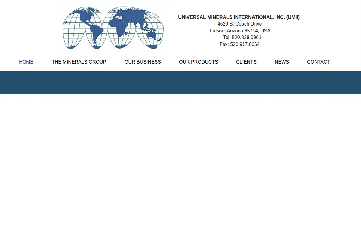 Homepage of Universal Minerals International INC