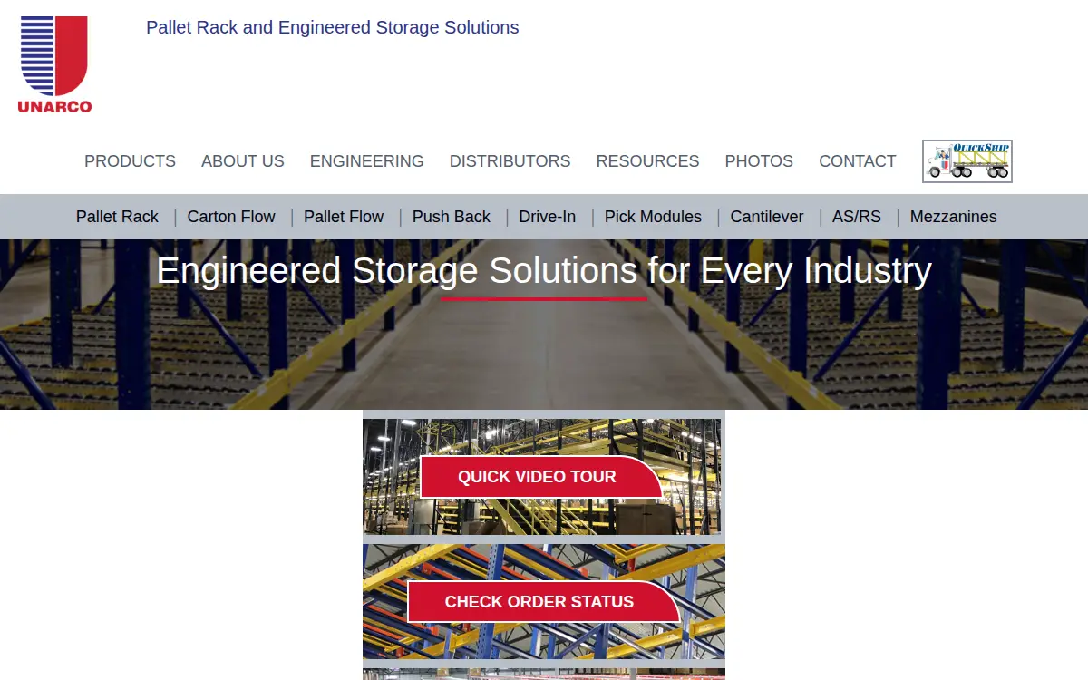 Homepage of Unarco Material Handling, LLC