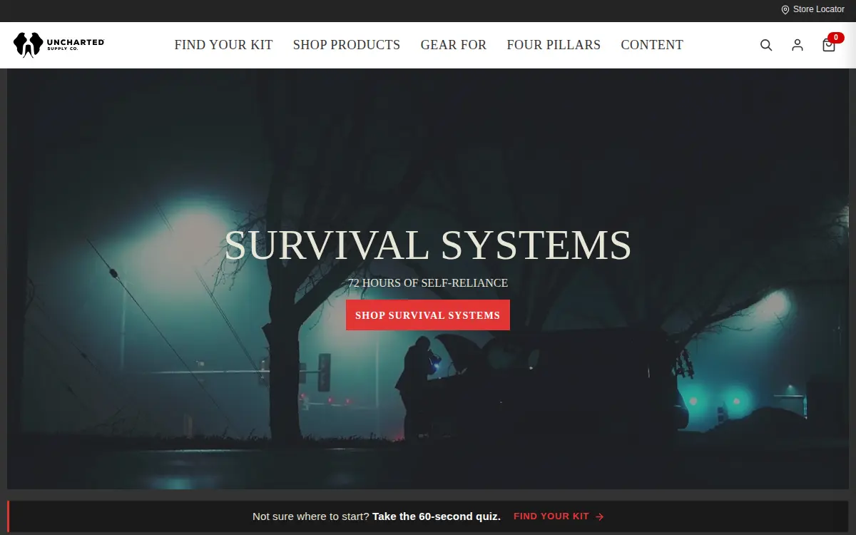 Homepage of Uncharted Supply Company, INC.