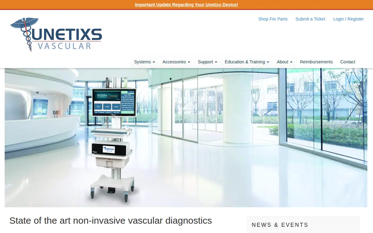Homepage of Unetixs Vascular, INC.