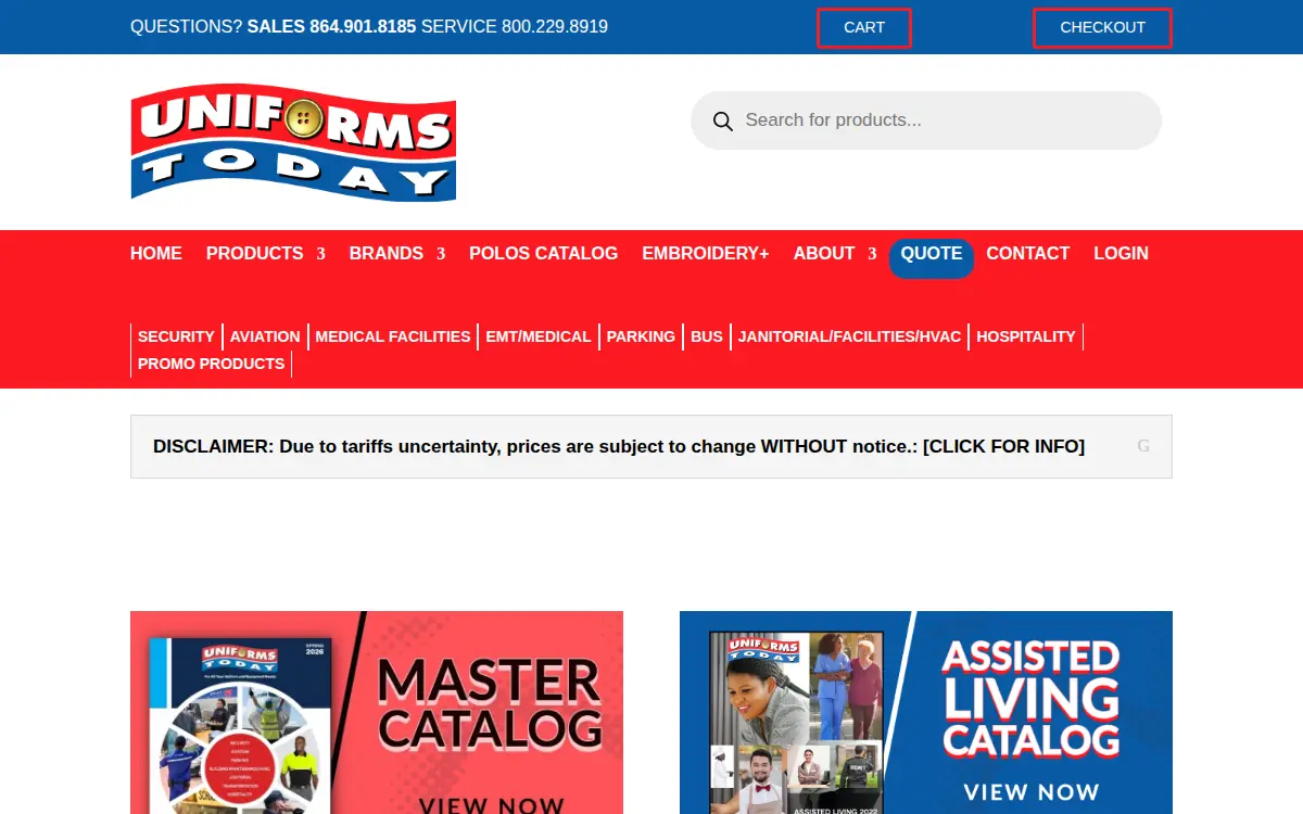 Homepage of Uniforms Today LLC