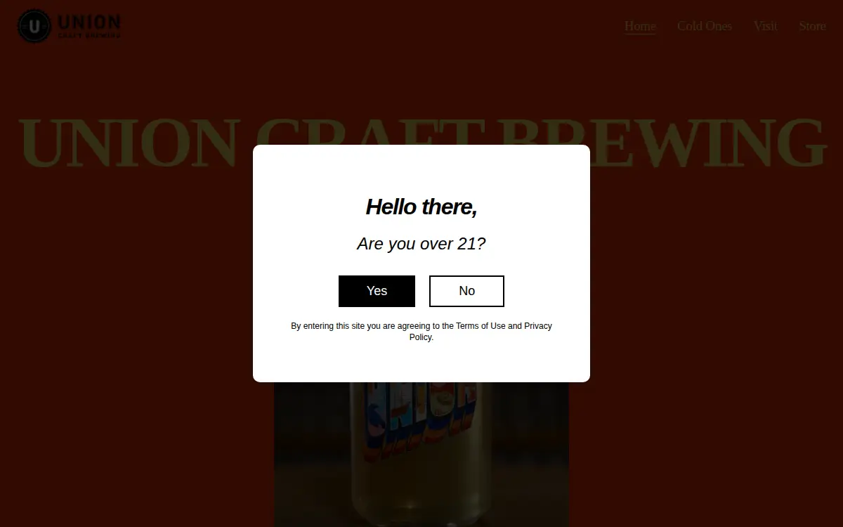 Homepage of Union Craft Brewing Company, LLC