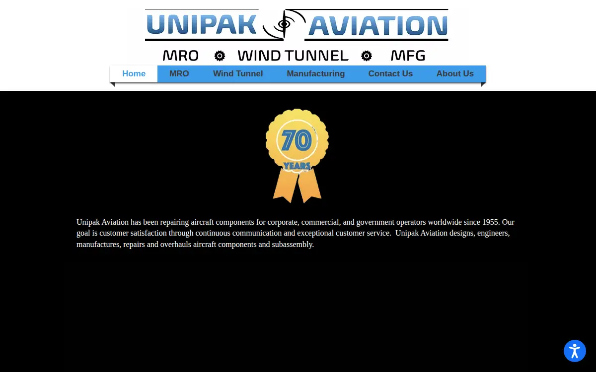 Homepage of Unipak Aviation, LLC