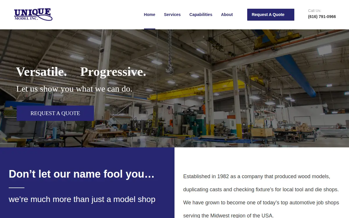 Homepage of Unique Model INC.