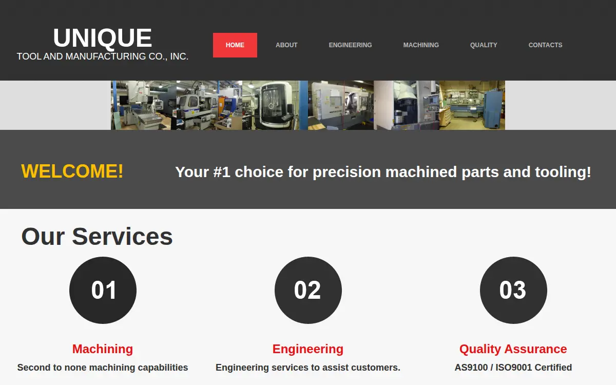 Homepage of Unique Tool and Manufacturing CO