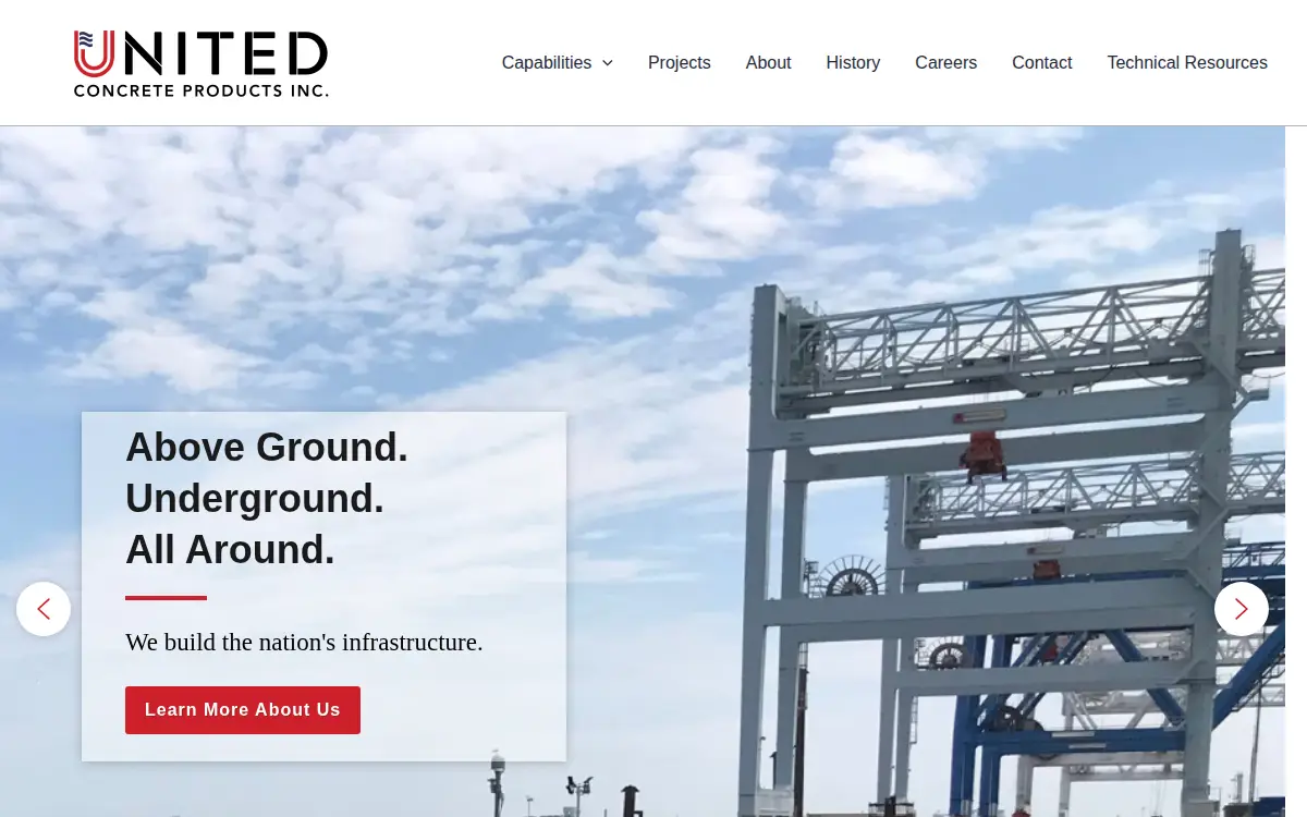 Homepage of United Concrete Products INC.