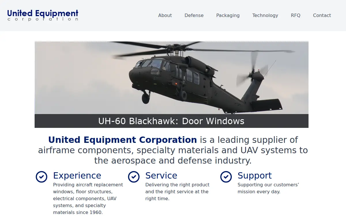 Homepage of United Equipment, INC